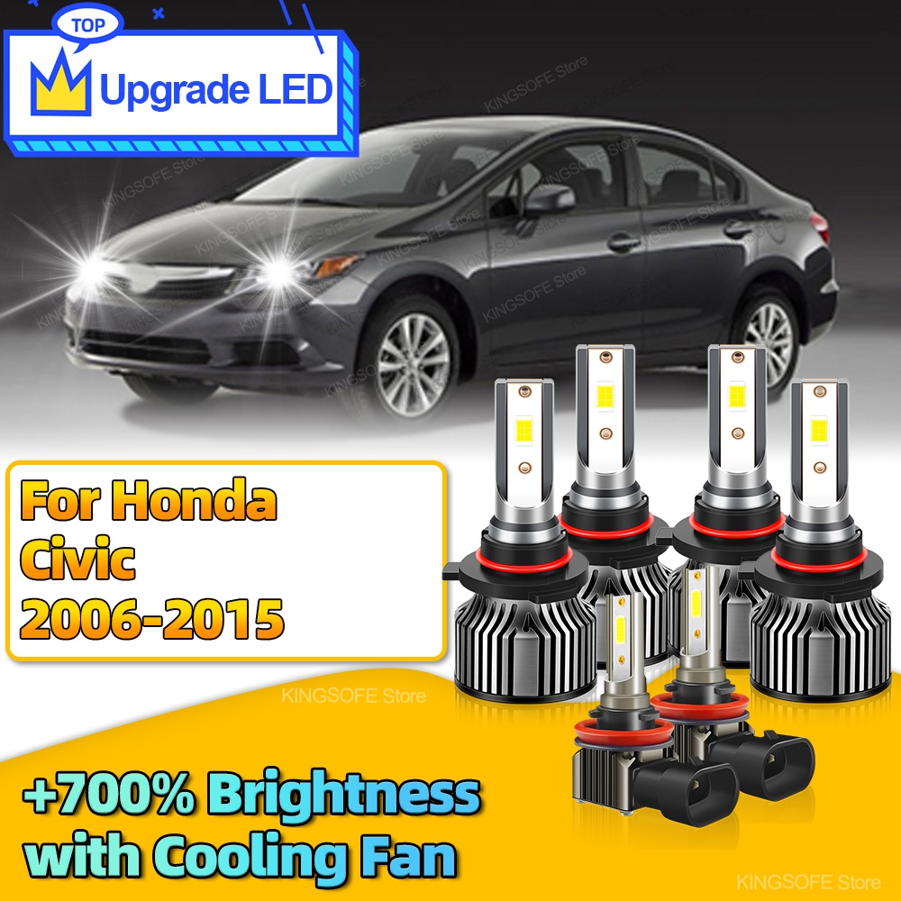 2/6 個 LED ヘッドライト 30000LM Canbus HB4 HB3 車のフロント電球 H8 フォグランプホンダシビック 2006 2007 2008 2009 2010 2011-2015