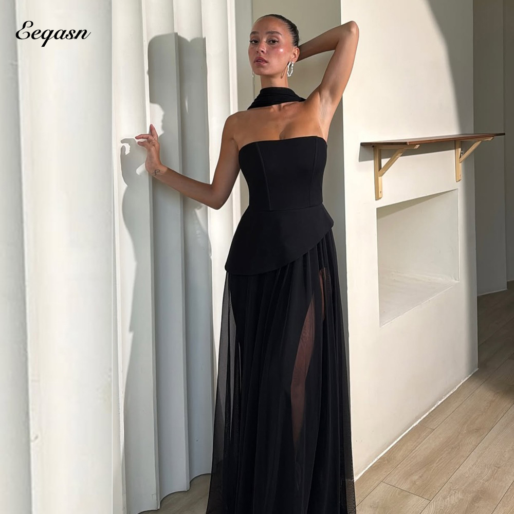 カスタマイズされたシフォンフォーマルイブニングドレスストラップレス A ライン Vestidos Elegantes ロングウエディングオーダーメイドオケージョンドレスセクシーな