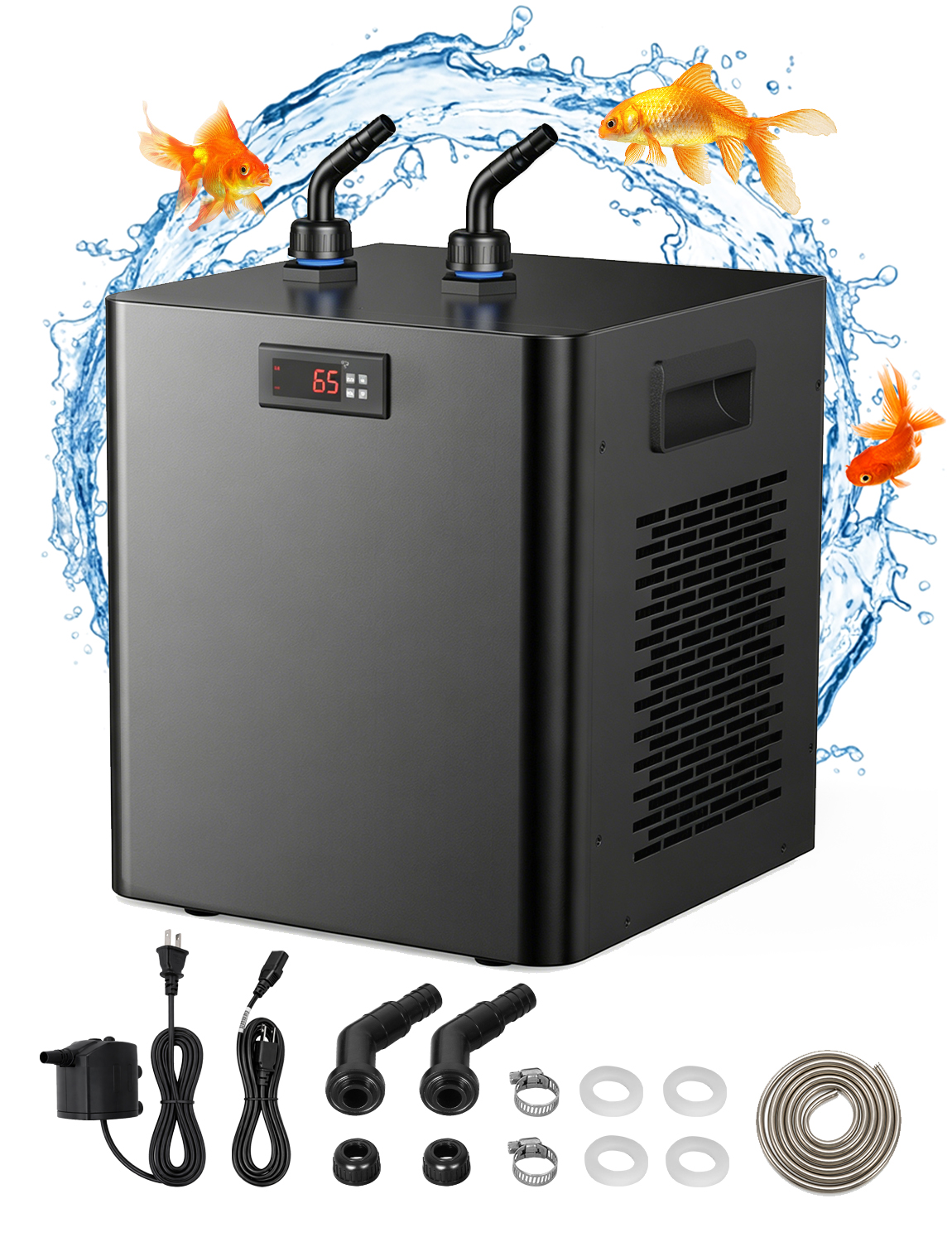 水族館チラー 132gal 500L、1/2 HP アクティブアクアチラー アホロートル、水耕システム、海/淡水、水槽、水チラー用