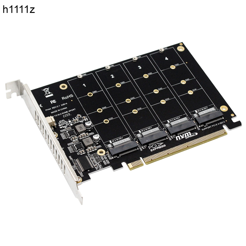 新品 NVMe RAID カード PCI Express 4.0 X16 - 4ポート NVMe 拡張カードアダプター 4x 32Gbps M.2 NVMe SSD Mキー PCI-E スプリットカードライザー