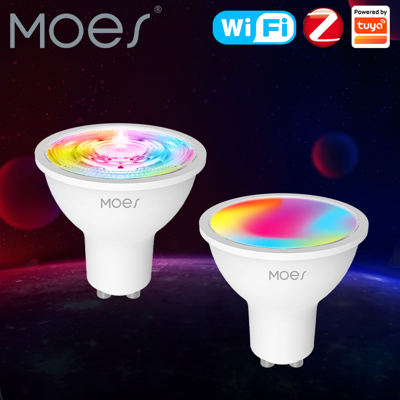 MOES Tuya ZigBee GU10 WIFI スマート LED 電球 RGB CW ホワイト 5 ワット調光可能ランプスマートライフ APP 制御電球動作 Alexa/Google