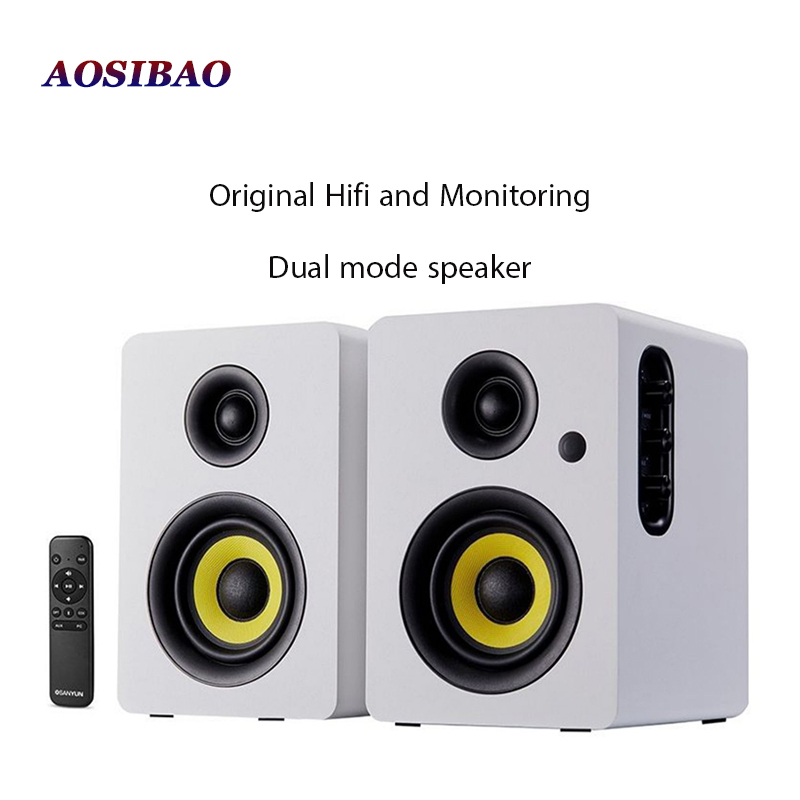 4 インチ超低音スピーカー 80 ワットアクティブスピーカー 2.0 HiFi 木製モニタースピーカーコンピュータ USB テレビ Bluetooth スピーカー