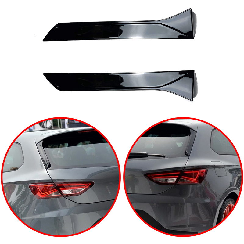 セアトレオーネ 5F FR MK3 MK3.5 2012-2021 2 個リアウィンドウサイド車スポイラー尾翼スタイリング自動カナードスプリッター光沢のある黒