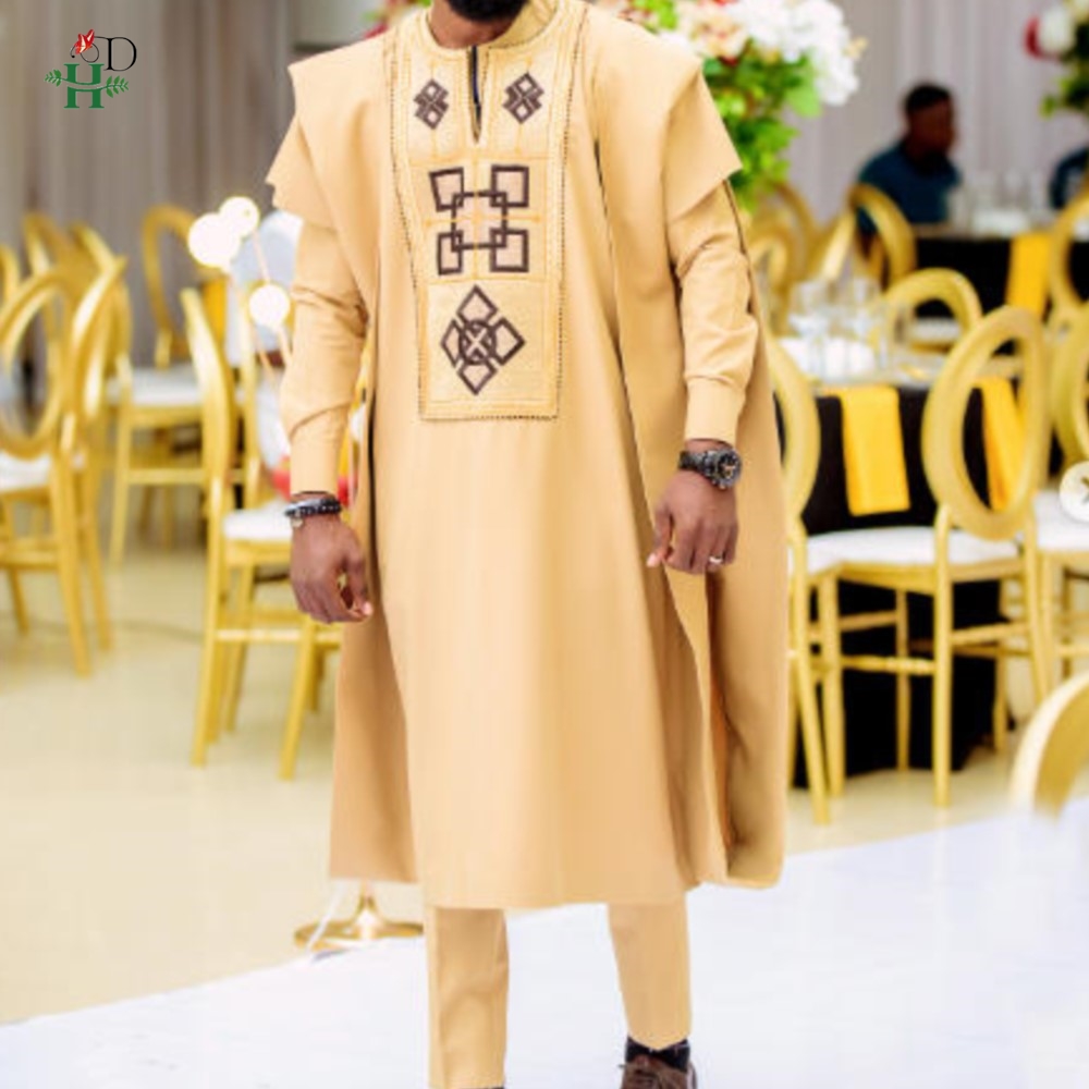 H&D свадебное платье African Clothing For Man Traditional Agbada Sets костюм тройка Shirt Pant Embroidery Wedding Party Suits