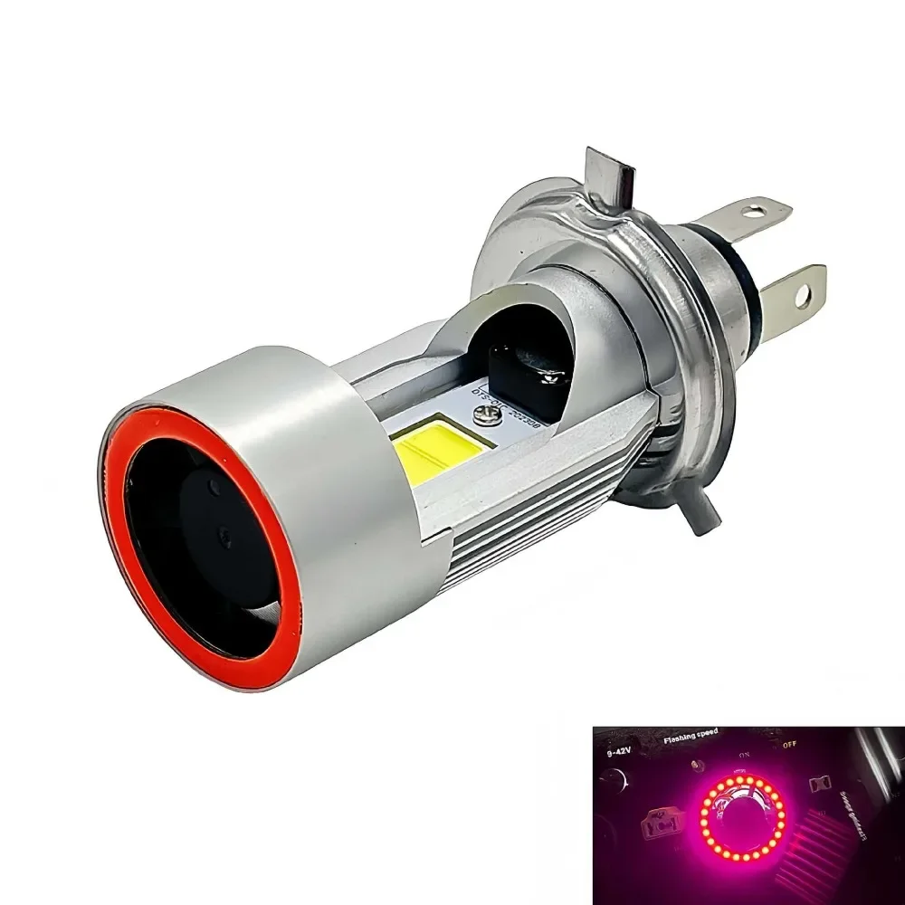 H4 HS1 BA20D ブルー/レッドエンジェルアイ 30 ワットファン LED オートバイヘッドライトスクーターバイクヘッドランプ電球 DRL アクセサリー