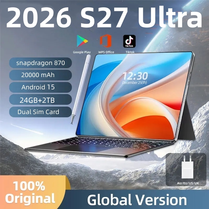 2026 S27 ウルトラ 12 インチ Android 15 5G タブレット 24 ギガバイト 2 TB 20000mAh オリジナルグローバルバージョン Snapdragon 8gen3 デュアルカード WIFI 4K HD タブ