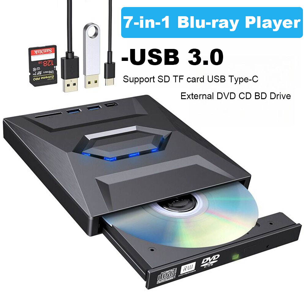2026 新しい USB 3.0 外部プレーヤー 7-in-1 多機能 DVD BD CD バーナー SD TF カード読み取り機能ドライブ ラップトップ PC 用
