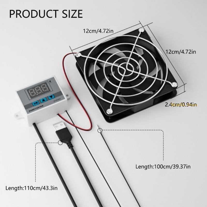 キャビネット内の効率的な冷却を実現するサーモスタット制御付き 120mm USB 駆動の静かな冷却ファン HX5E