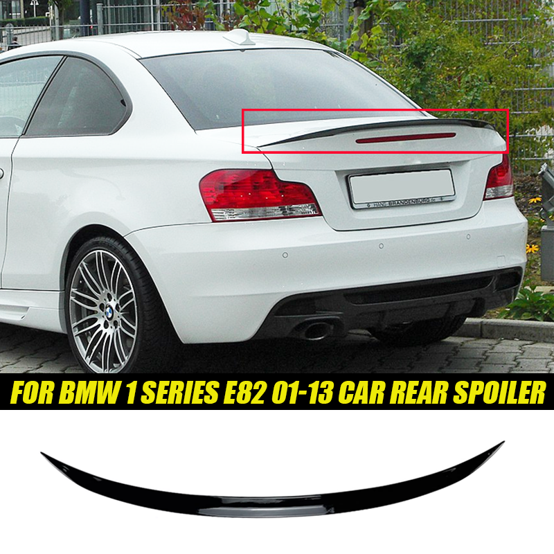 Bmw アクセサリーセリエ 1 E82 クーペ 2007-2013 車のリアトランクスポイラーウイングリップウインググロスブラック軟質プラスチック