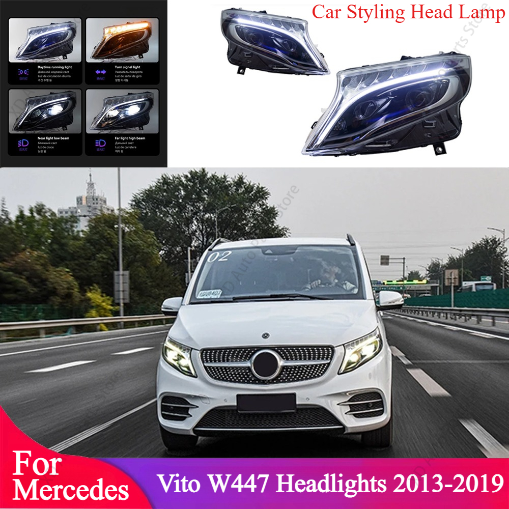 車のヘッドランプメルセデスベンツ V クラスヴィト W447 ヘッドライト 2013-2019 LED ヘッドライト LED DRL プロジェクターレンズダイナミックアクセサリー