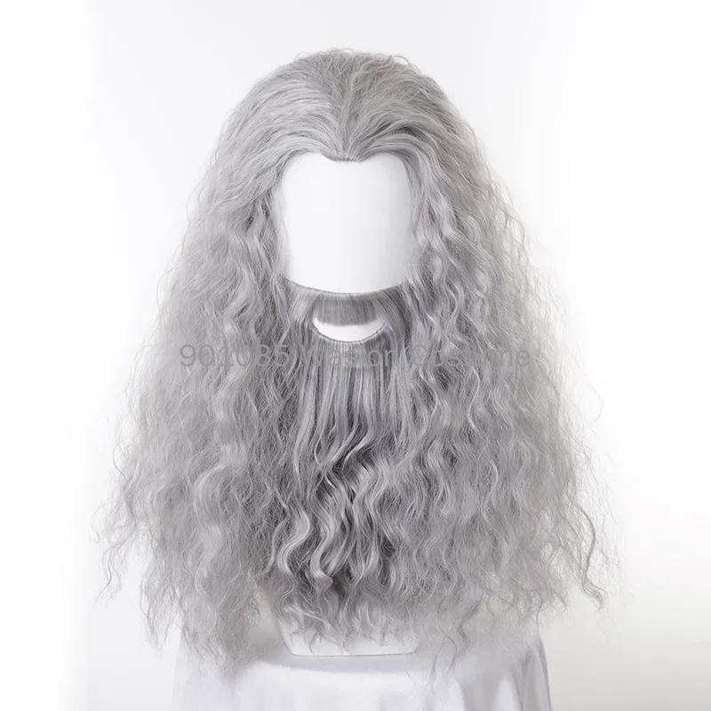 ひげセットウィザードコスチュームハロウィンコスプレヘアロングアクセサリーパーティーグレーフェイクカーリードレスアップグレーメンズアクセサリーイエス裁判官