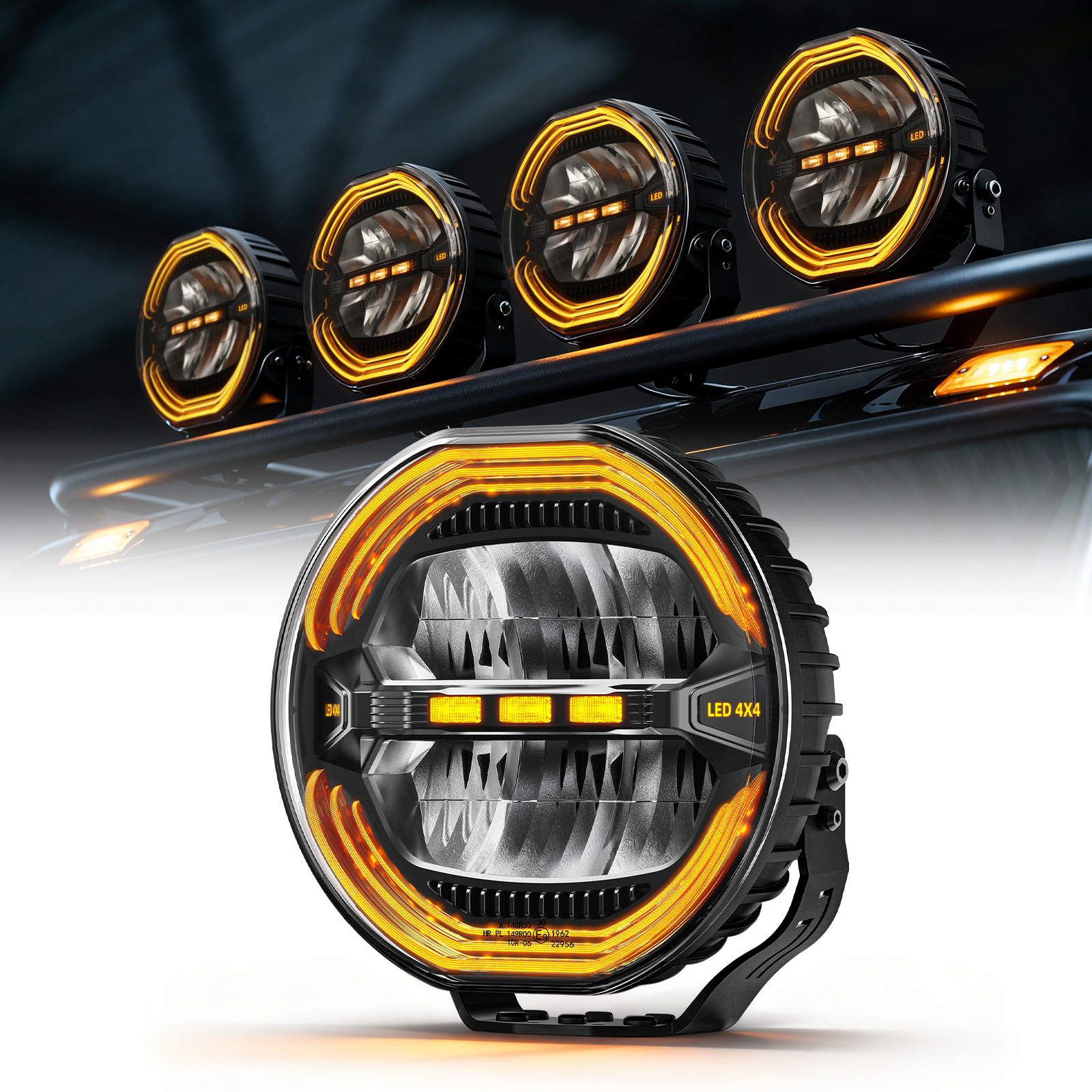 HAOLIDE 9 インチ LED ワークライトアンバーホワイト DRL 補助ランプスポットライト超高輝度 12V 24V SUV トラック トラクター オフロード使用用