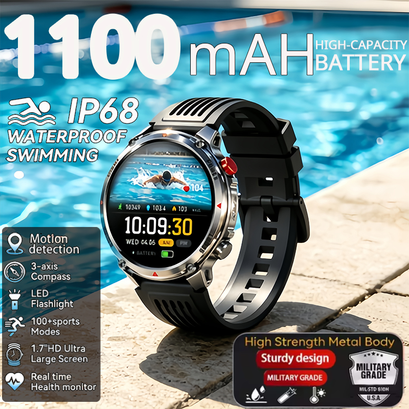 2026 新しい T-Rex3 プロ 1100mAh バッテリースマートウォッチ GPS パス 5ATM 防水スポーツラントラッカー屋外コンパス軍事スマートウォッチ