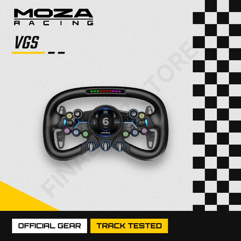 MOZA Racing Vision GS VGS ステアリングホイール 310mm カーボンファイバー HD 円形タッチスクリーン デュアルクラッチ PC Sim レーシングゲームセット