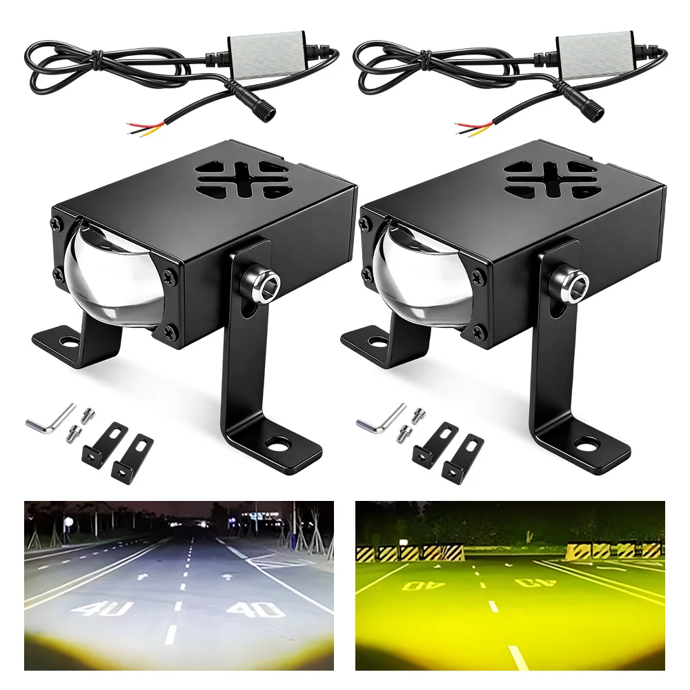 HAOLIDE LED グリルライトプロジェクターレンズオフロード使用バイク 6000K 3500K ストロボフラッシュ Hi/Lo ビーム駆動スポットライト 12V 24V IP68