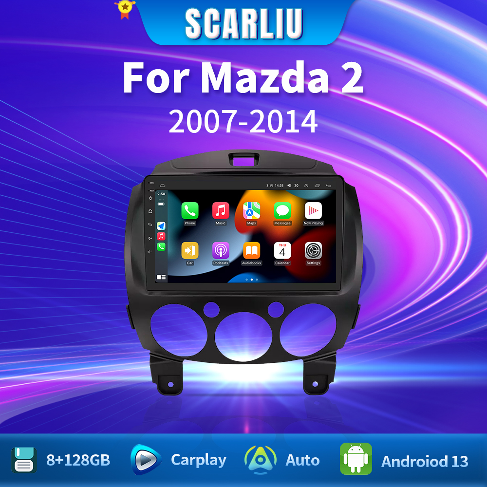 SCARLIU マツダ 2 2007-2014 マルチメディアビデオプレーヤー 4 グラム WIFI GPS ナビゲーション Carplay DVD ヘッドユニット 2 Din アンドロイド 16 カーラジオ