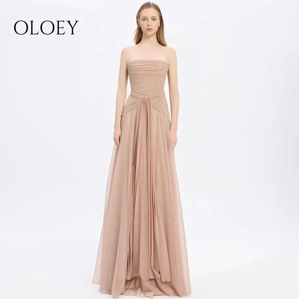 OLOEY カスタマイズされた豪華なイブニングドレスストラップレスプリーツ A ラインエレガントな床の長さの女性のフォーマルイブニングドレス 2026