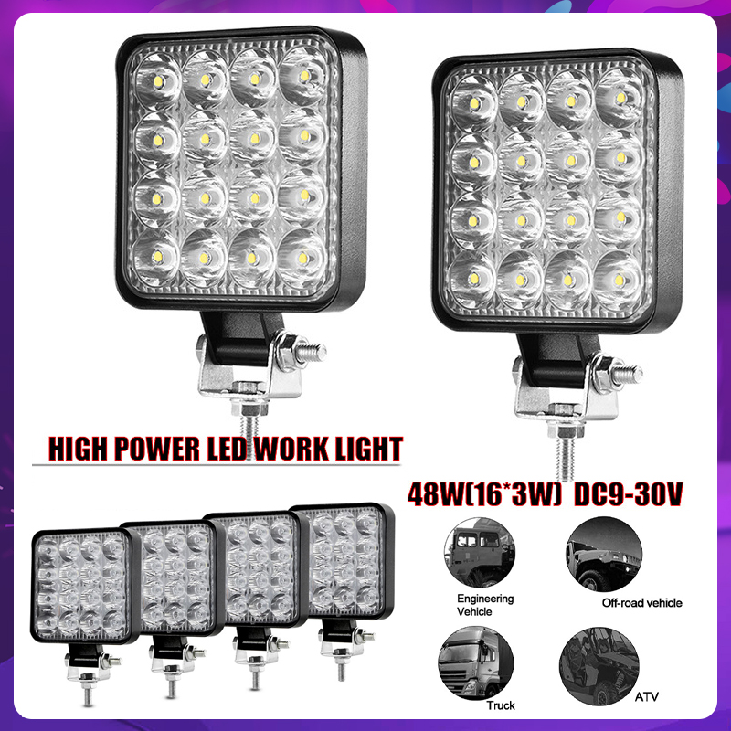12V/9-30V Led ワークライトスクエアスポットライト/投光器 48 ワット/126 ワット車のヘッドライトトラックオフロード SUV 夜間駆動ライトフォグランプ