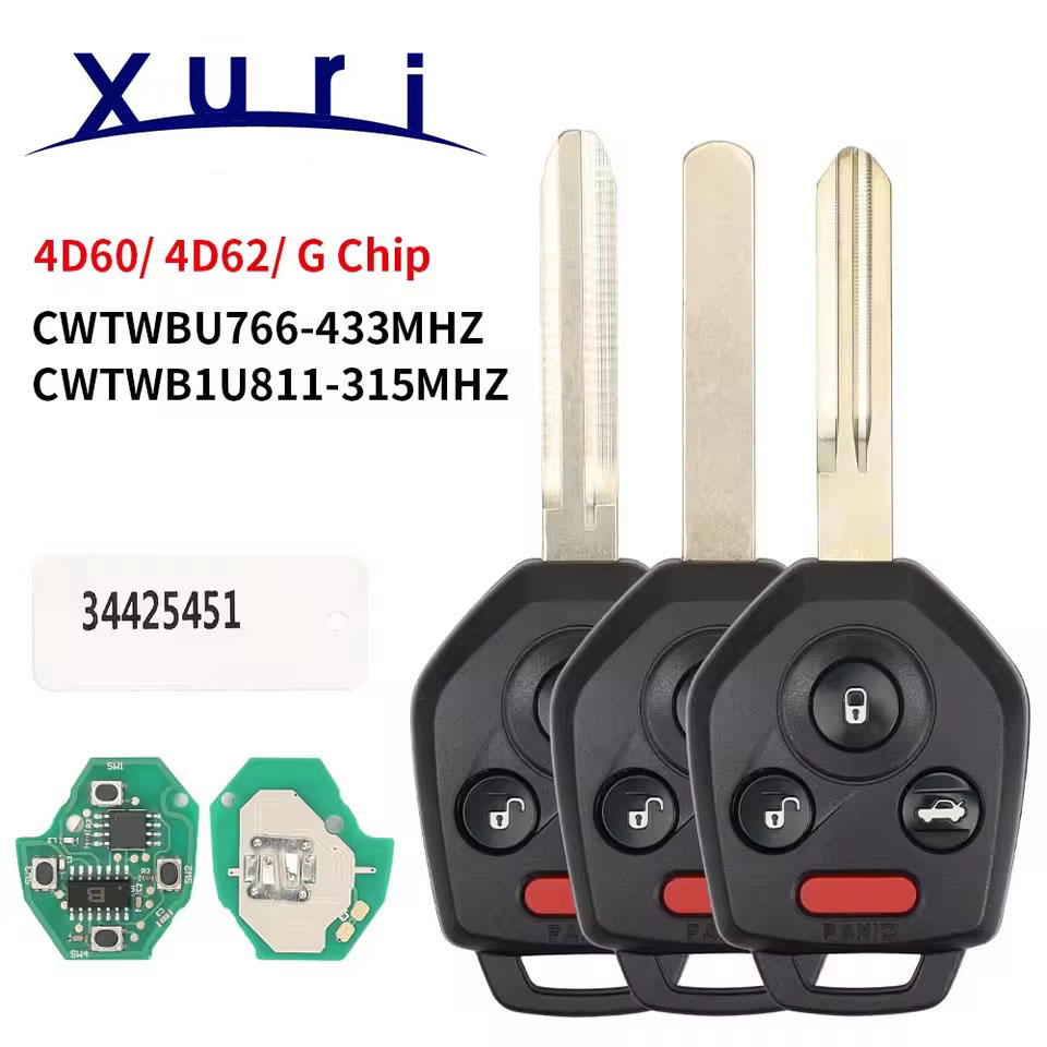 Xuri リモート車のキースバルアウトバックレガシィフォレスターインプレッサトライベッカ 4D60/4D62/G チップ CWTWB1U811/315 MHZ CWTWBU766/433MHZ