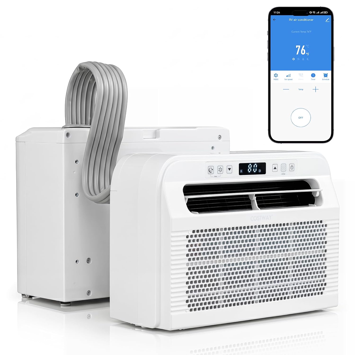 RV ウィンドウエアコン、6500 BTU ウィンドウ AC ユニット、WiFi APP 音声コントロール、24 時間タイマー付き