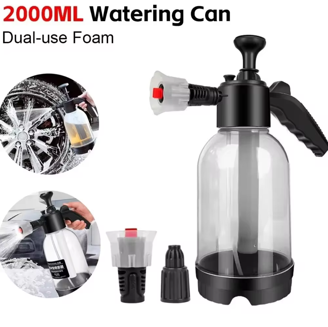 2L 泡噴霧器洗車手持ち泡じょうろ空気圧噴霧器プラスチック消毒水ボトル車のクリーニングツール