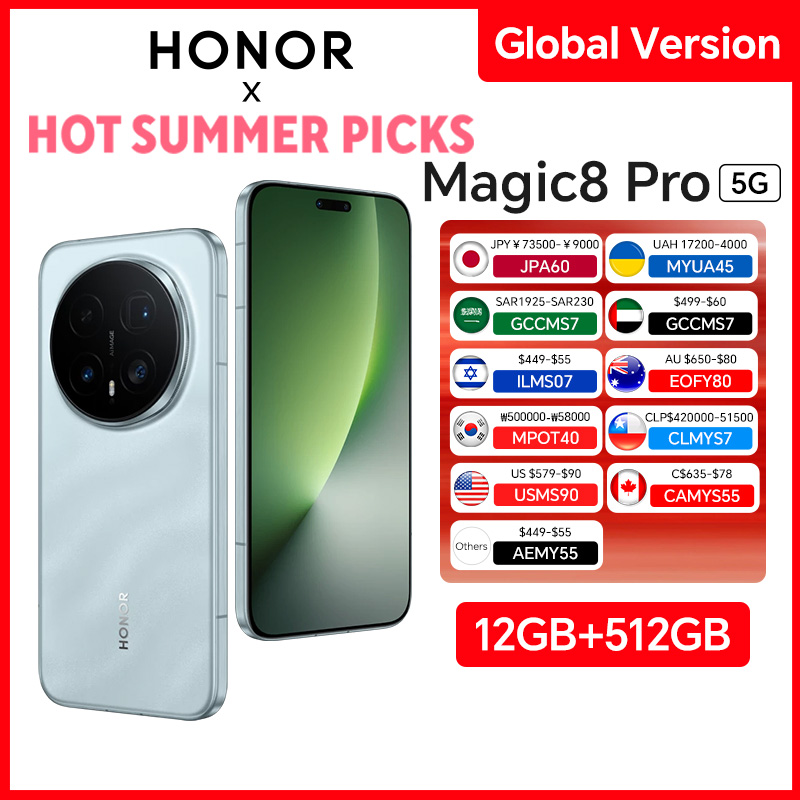 グローバルバージョン HONOR Magic8 Pro 12GB 512GB 5G 6.71 ''120Hz OLED ディスプレイ 200MP カメラ 7100mAh 100W SuperCharge デュアル SIM NFC eSIM