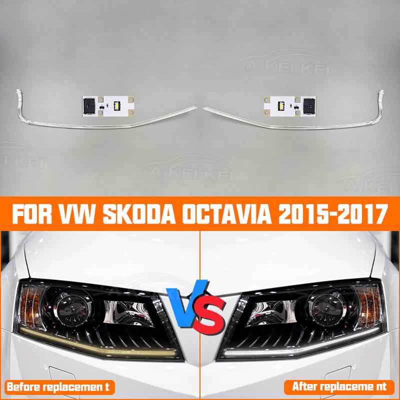 Vw シュコダオクタヴィア 2015 2016 2017 車のヘッドライト DRL チューブチップアクリルライトガイドストリップライト DRL ストリッププレートボード