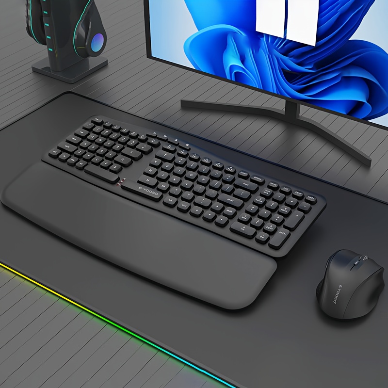E-YOOSO 2.4ghz Wireless Keyboard and Mouse Set, Ergonomic with Wrist Rest, Automatic Sleep Mode, for Home ,office and Gamers