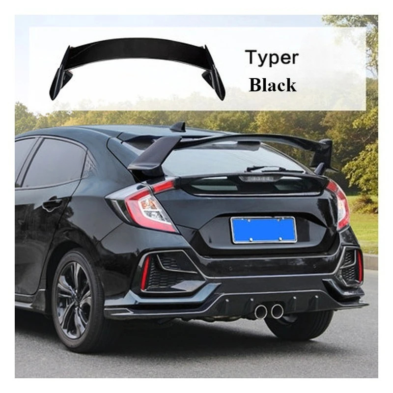 High Quality TYPER Style Large Tail Fin Roof Wing Rear Trunk Spoiler Fit 10th Gen Hatchback 2018-2021 Modified Decor Accessories