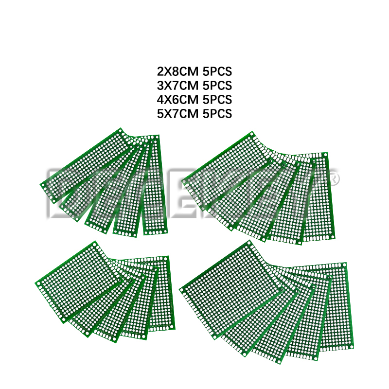 20 個両面 PCB ボード 2X8 3X7 4X6 5X7 錫メッキスルーホール FR4 プロトタイプキットプリント回路ユニバーサルパーフボード DIY 用