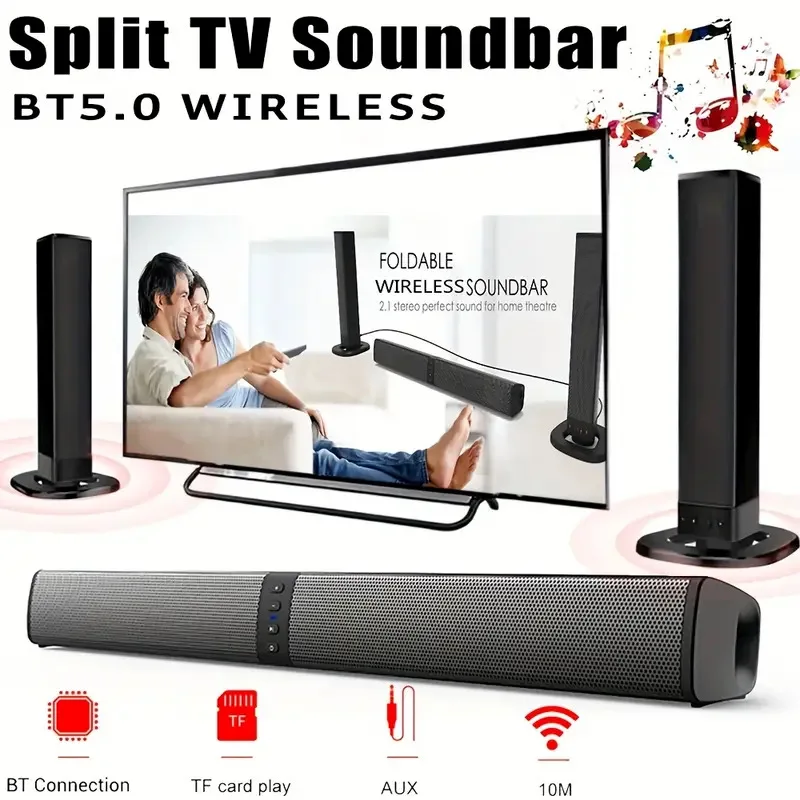 ワイヤレス Bluetooth テレビサウンドバー 2 スピーカーシステムホームシアターサブウーファーサウンドバーポータブル大音量充電式 2 IN1 スピーカー