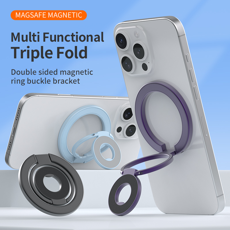 MagSafe 両面磁気電話リングホルダーポータブル折りたたみ携帯電話スタンドユニバーサルグリップブラケットサポート iPhone 17 16