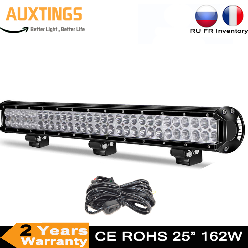 25インチ 162W LEDバー オフロード デュアルロー LEDライトバー トラクター ボート オフロード 4WD 4x4 トラック SUV ATV 運転 12V 24V用