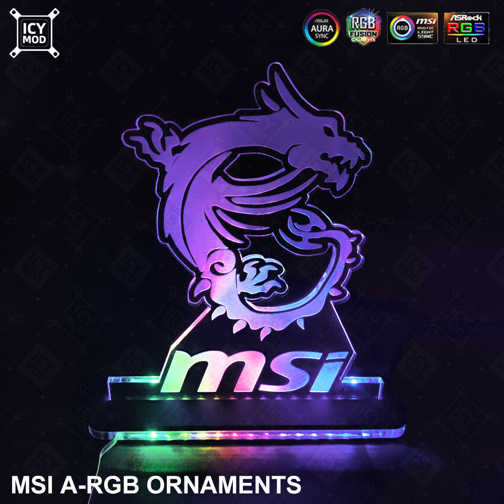 MSI ゲーミングフィギュア A-RGB レインボー LED アクリル照明パネル 5V3Pin ミスティック照明 PC 水冷 MOD 信念ドラゴン装飾