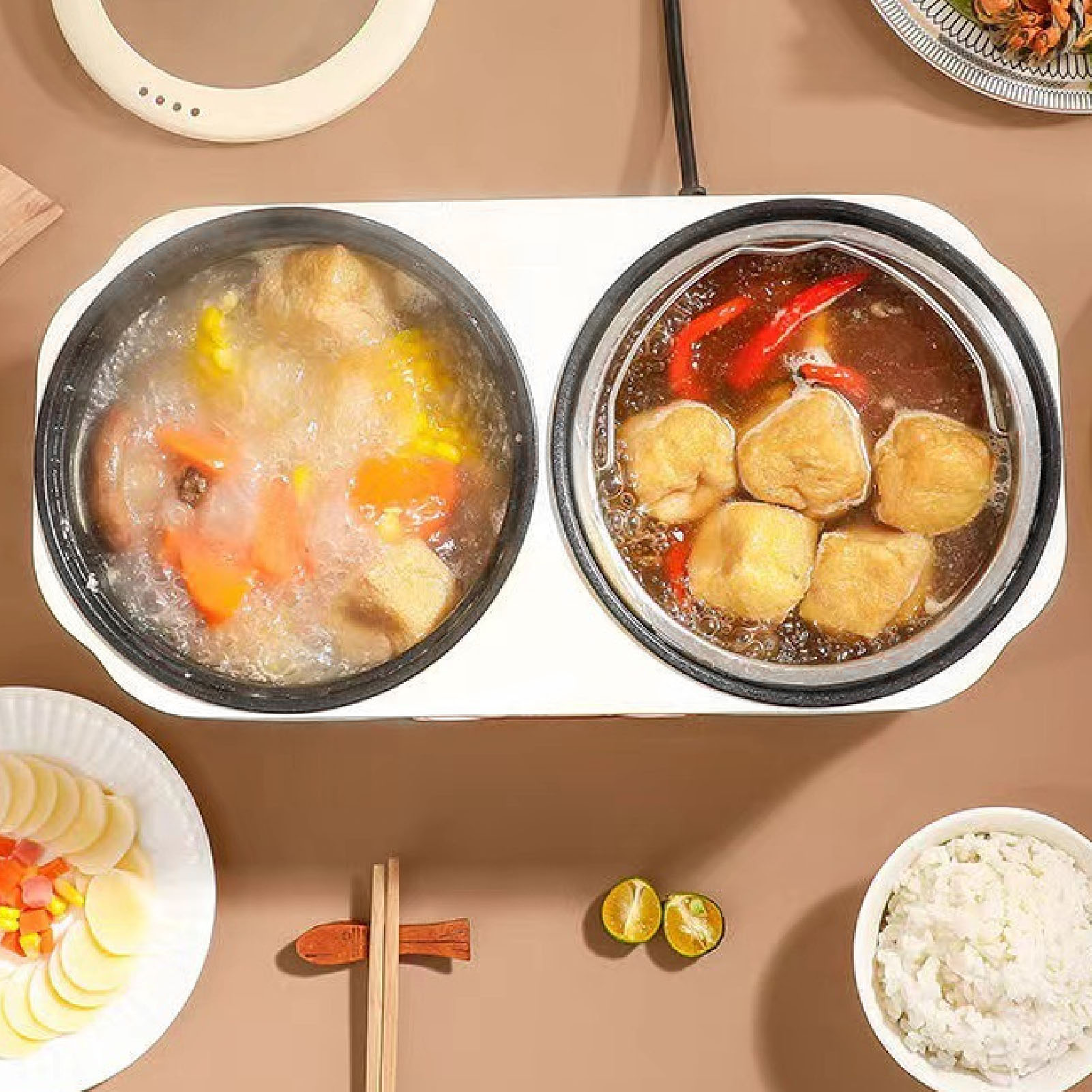 電気二重炊飯器 多機能ノンスティックポット 鍋スープ粥 低糖質調理 保温機能付き