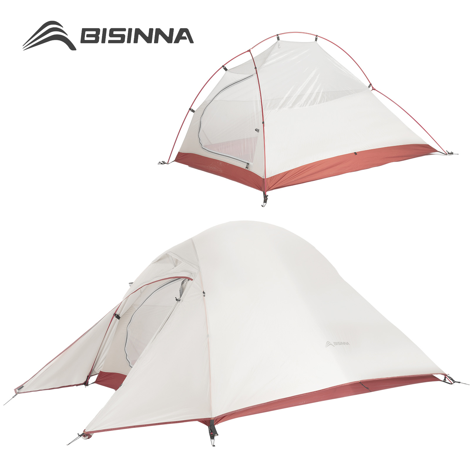 BISINNA 超軽量キャンプテントバックパックテント 20D ナイロン防水屋外ハイキング旅行テントサイクリングテント 1-2 人