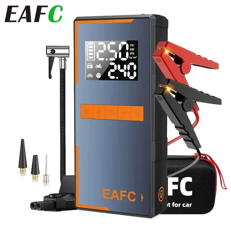 EAFC 4 1 ジャンプスターターエアポンプパワーバンクエアコンプレッサー LED 照明 1200A スターター 150PSI インフレータブルポンプバッテリーブースター