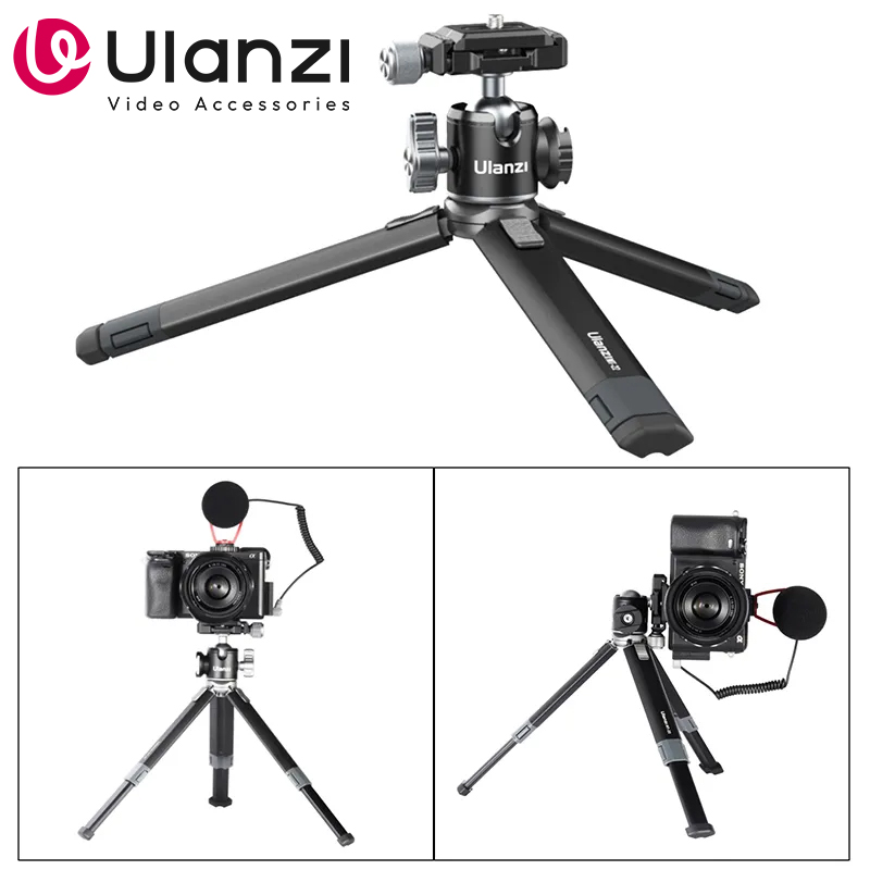 Ulanzi MT-24 Vlog Lite 金属三脚 ボールヘッド付き 拡張可能な 1/4 ''三脚一脚 コールドシュー アルカ クイック スイス 2.5 キロ最大負荷