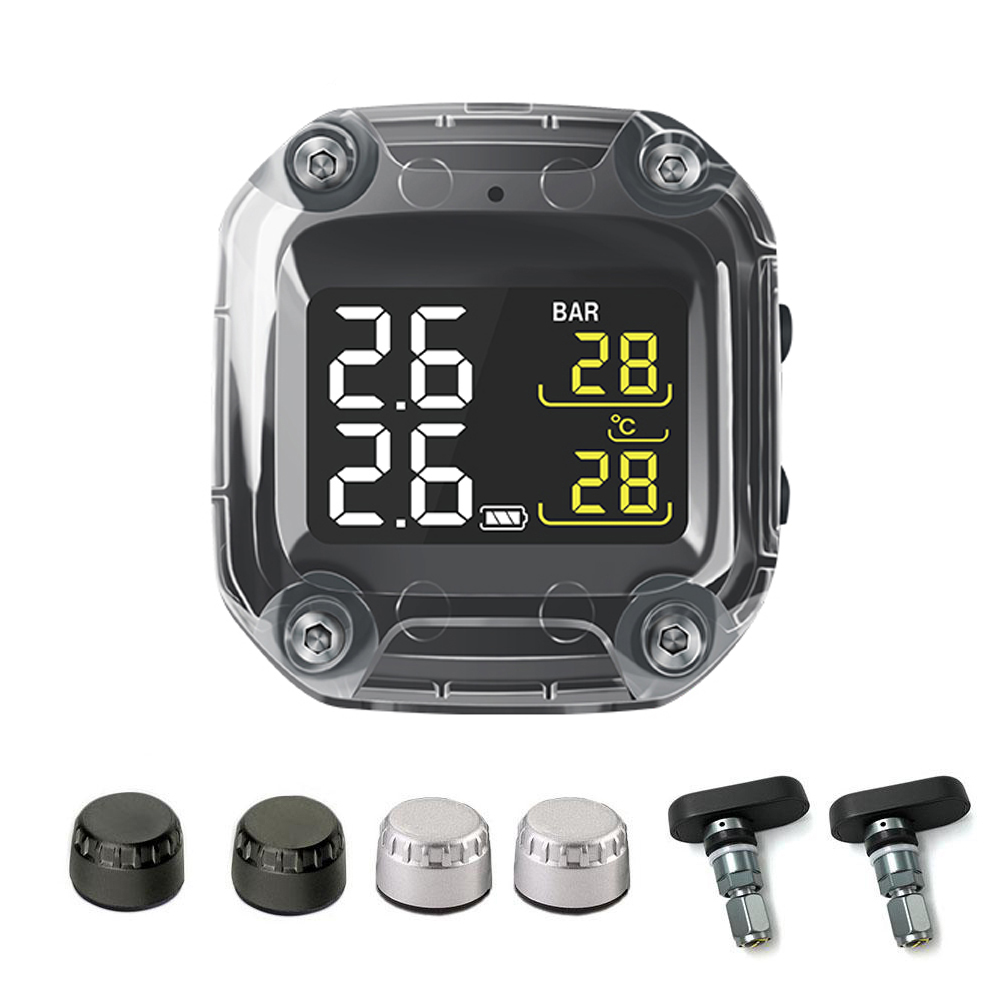 ワイヤレスオートバイ TPMS タイヤ空気圧監視システム デジタル LCD 2 つの外部/内部センサー付き BMW ホンダ用