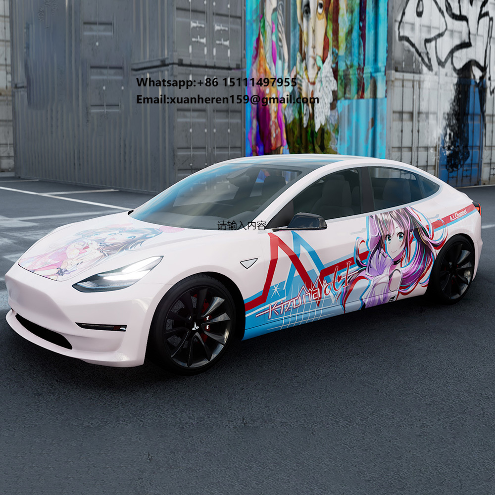 ラップマスター 1.52*20 メートルピンクアニメパターンカスタマイズされた車両ラップペット変色カーラップビニールステッカー車両