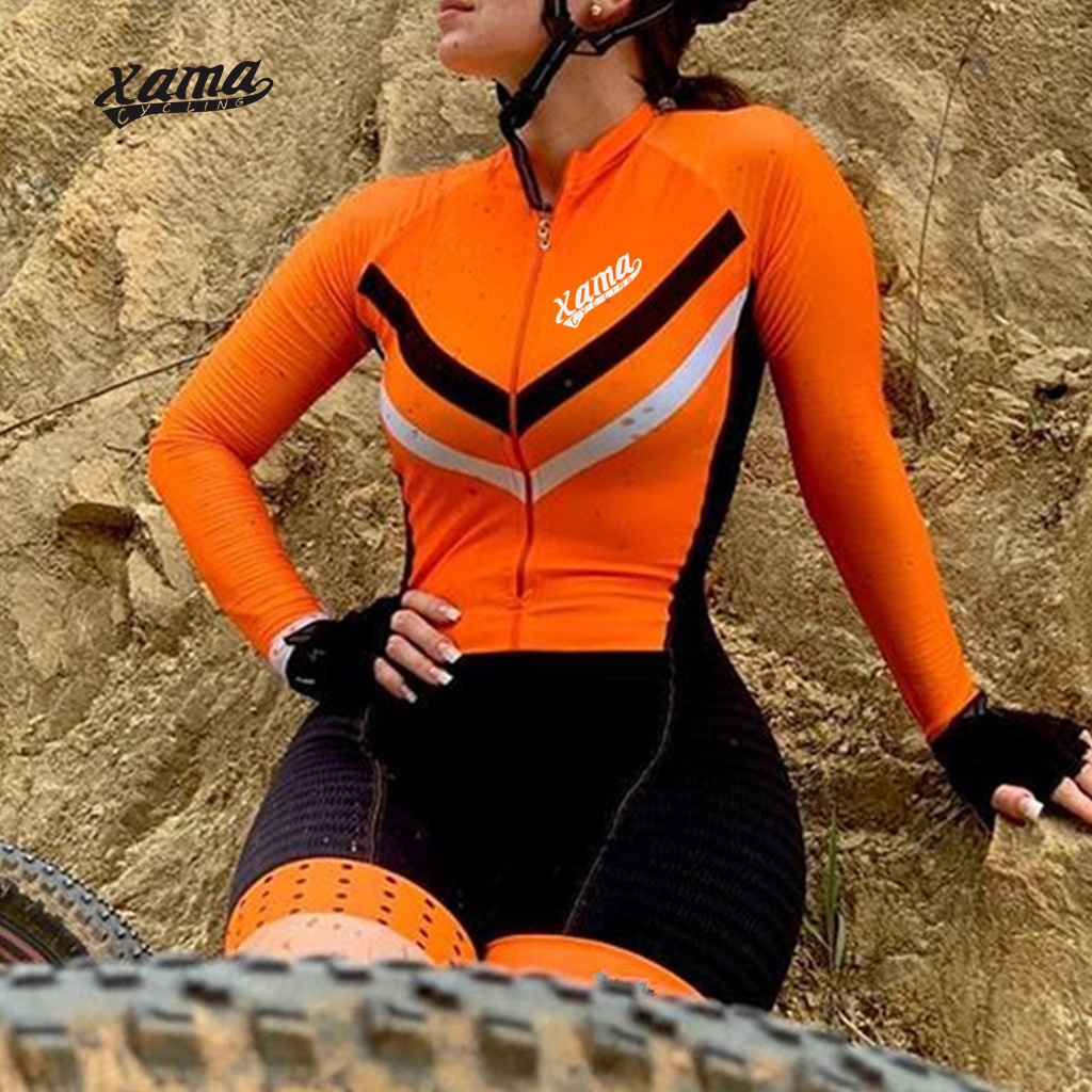 XAMA サイクリング長袖ジャンプスーツ婦人服送料無料女性のプロフェッショナルチームバイクスキンスーツスポーツウェアドレスキット