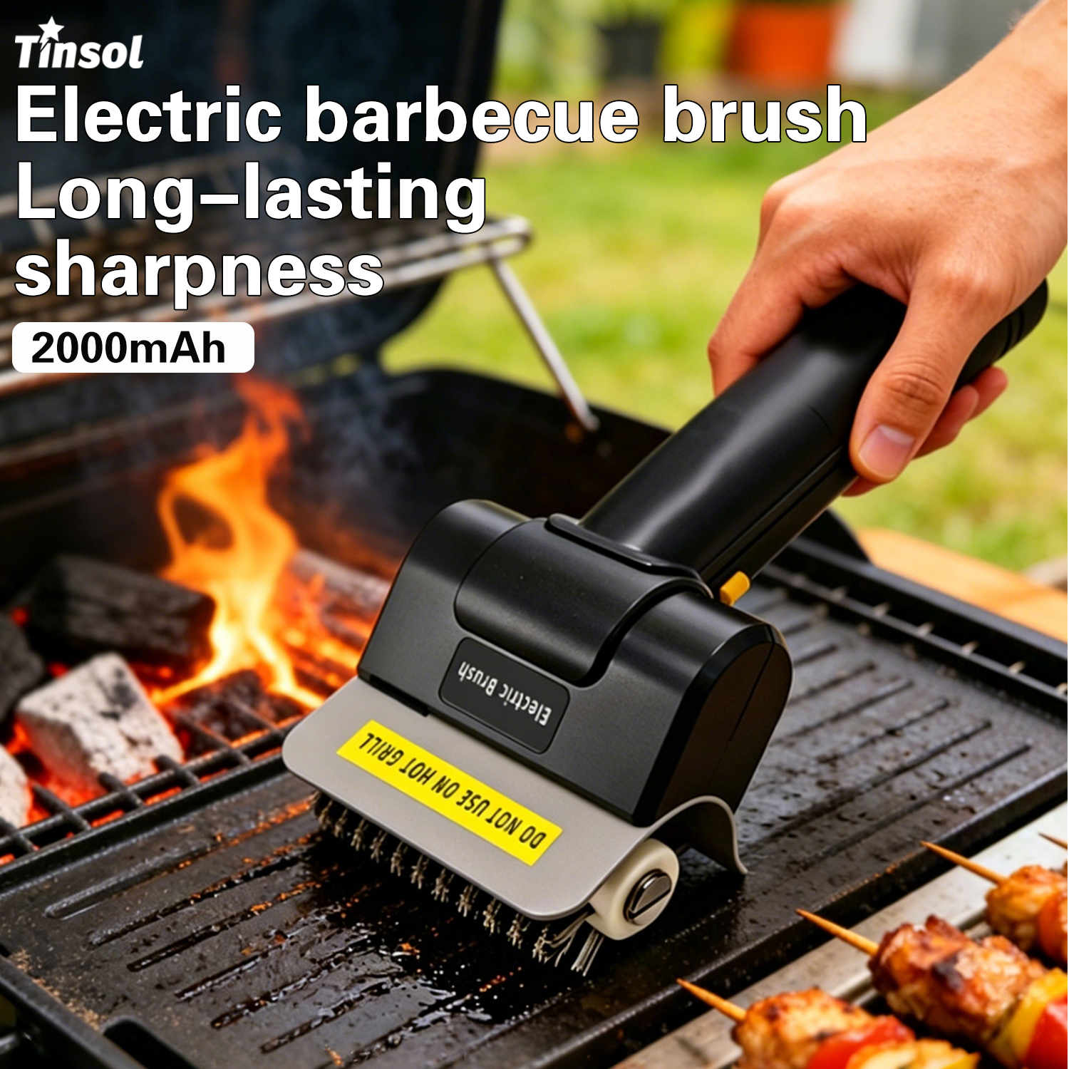 TINSOL 電気ステンレス鋼 BBQ ブラシ充電式ワイヤレスクリーニングブラシ屋外クリーニングブラシグリルブラシ