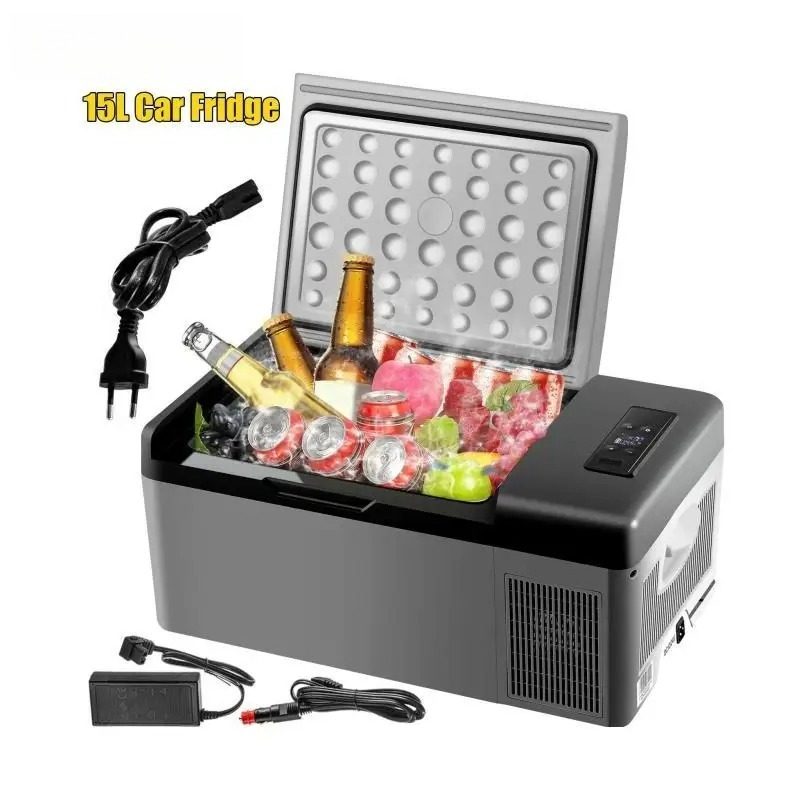 15L小型冷蔵庫ポータブル車冷凍庫12V/24Vミニ冷蔵庫コンプレッサークーラー旅行アウトドア活動用