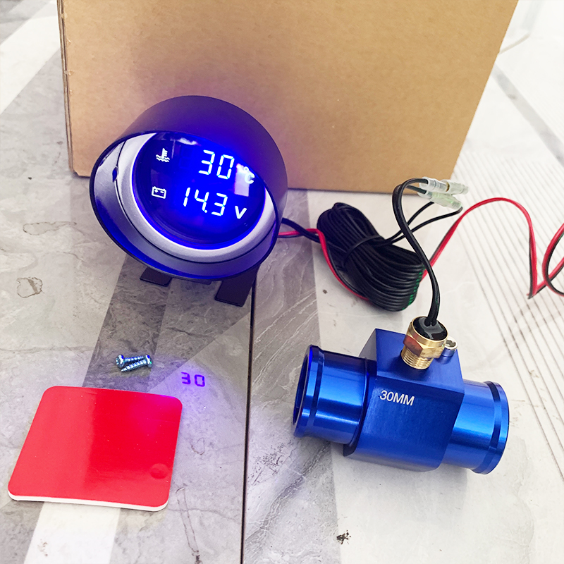 ラウンド 2 in 1 LED デジタル車の温度計水温計エンジンオーバーヒートアラームと電圧モニター付きトラック 12 V/24 V