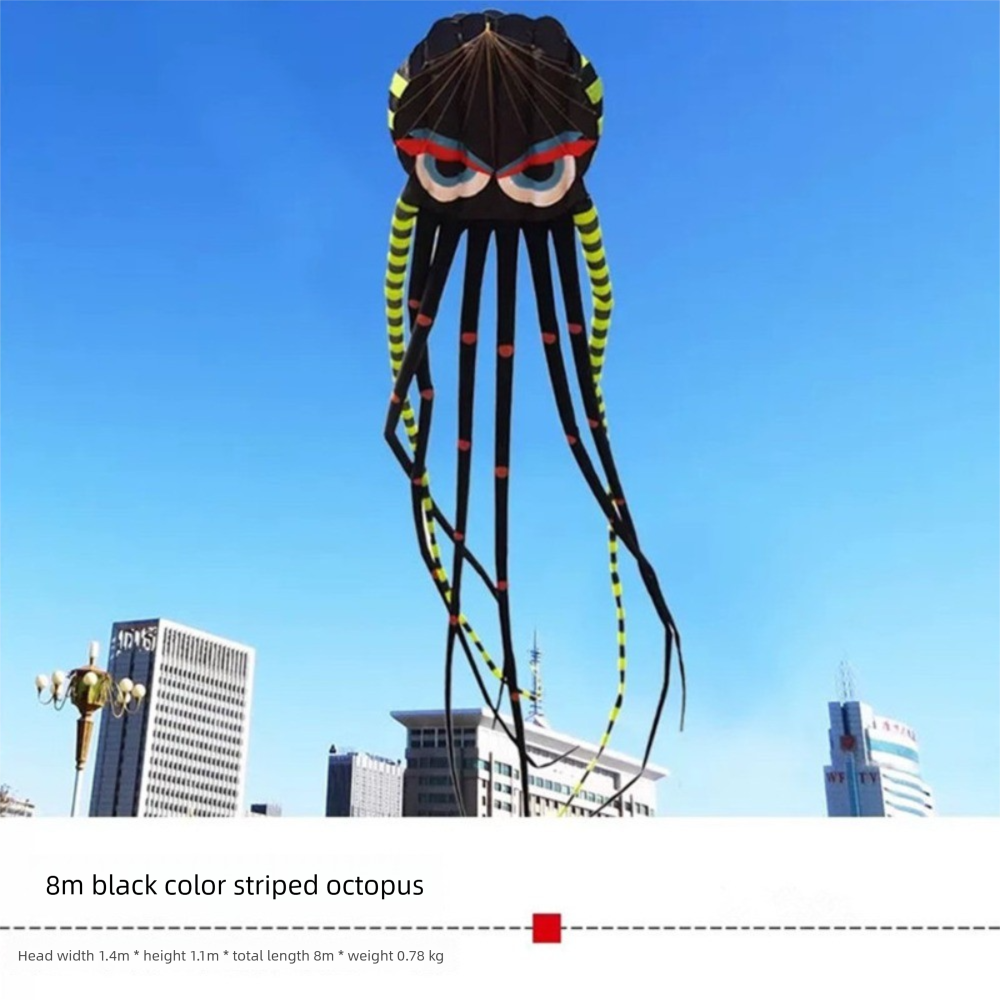 簡単に飛ばせるマジックタコ凧 ロングテール付き 良く飛ぶ 3D タコソフト凧 300 メートル凧糸 8 メートル子供用凧