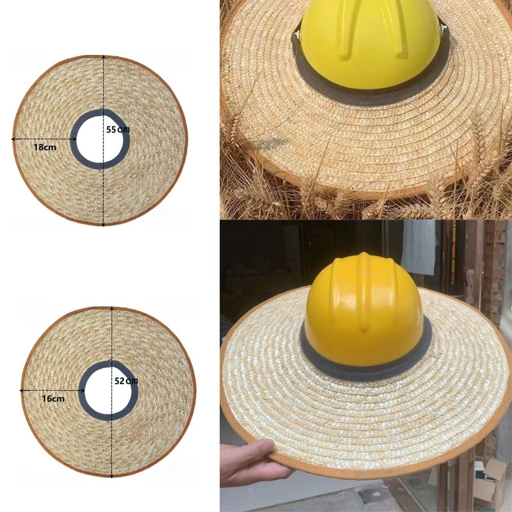 Large Brim Construction Safety Hats Brim Breathable Sun Protection Sunshade Work Straw Caps Neck Protect Safety Helmet Visor