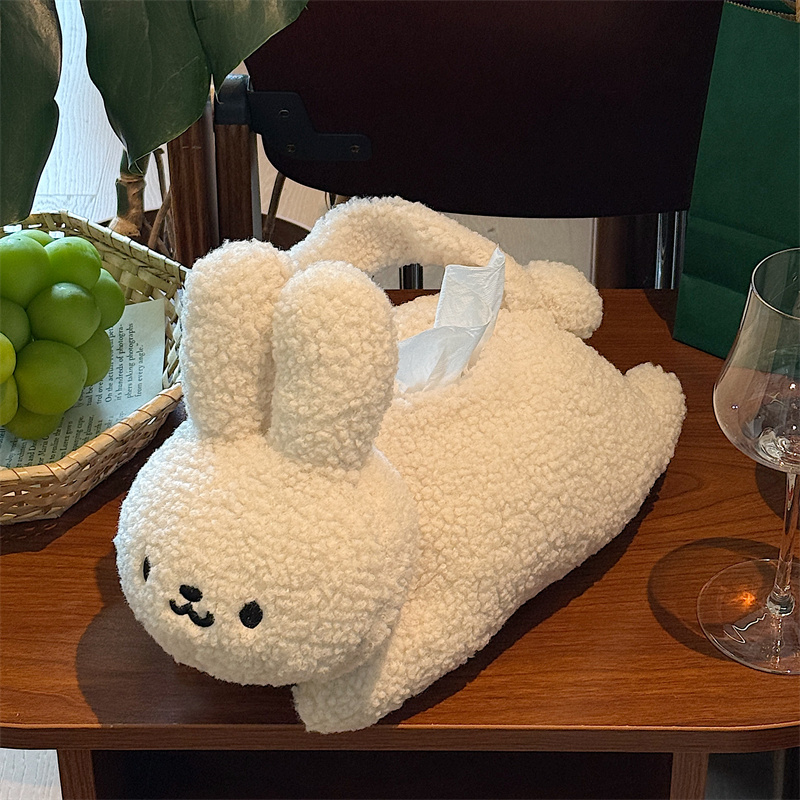 かわいいぬいぐるみウサギのティッシュボックスホルダーオーガナイザーリビングルームナプキン収納ボックス家の装飾かわいいティッシュケースナプキンディスペンサー