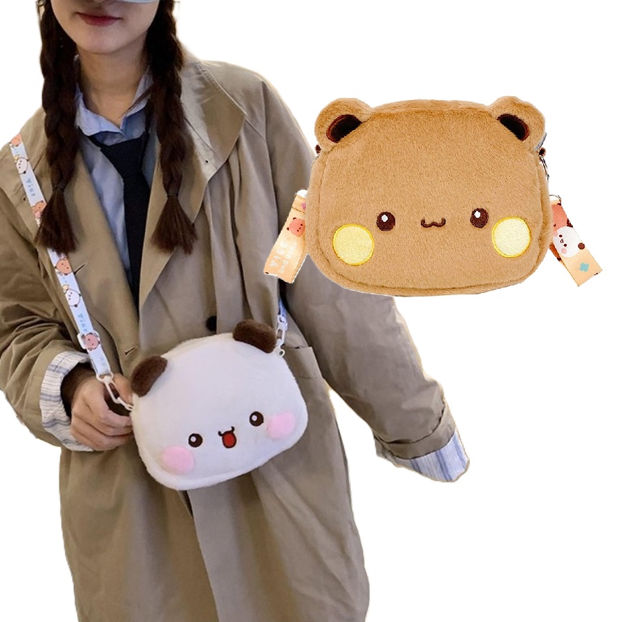 かわいいブブドゥドゥぬいぐるみバックパック Yier パンダクマクロスボディバッグかわいい小銭入れショルダーバッグソフトぬいぐるみガールフレンドギフト