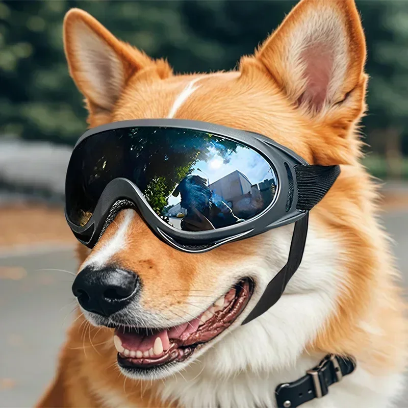 ペットゴーグル 調節可能 紫外線グレア防止 防風サングラス 犬用 アウトドア ハイキング ランニング ビーチ 全品種 目の保護 ブラック