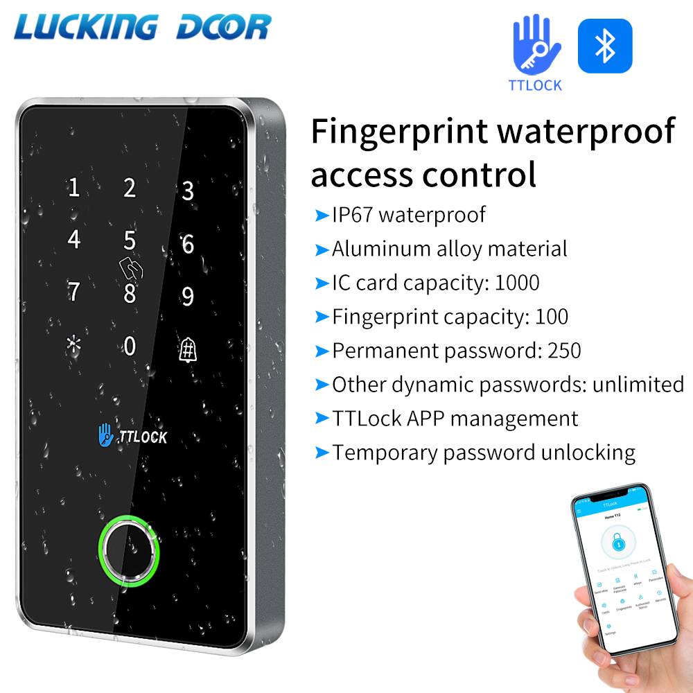 TTLOCK アプリスマートロックアクセス制御キーパッド金属リーダー屋外指紋 NFC Bluetooth Rfid パスコードカード Ip67 防水